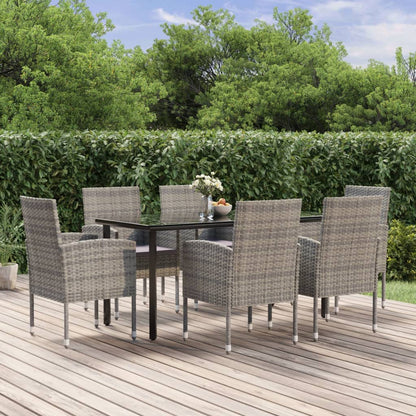 Set da Pranzo da Giardino 7 pz Antracite con Cuscini Polyrattan