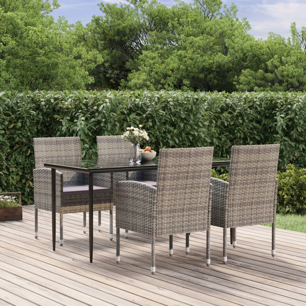Set da Pranzo da Giardino 5 pz Antracite con Cuscini Polyrattan