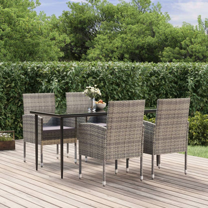 Set da Pranzo da Giardino 5 pz Antracite con Cuscini Polyrattan