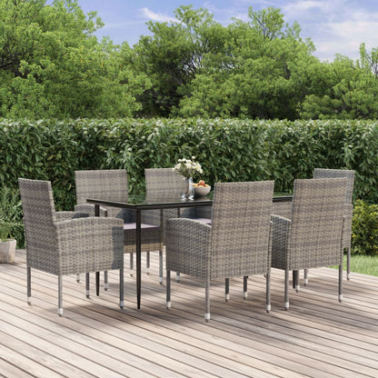 Set da Pranzo da Giardino 7 pz Antracite con Cuscini Polyrattan