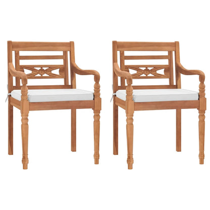 Set Pranzo da Giardino 3pz con Cuscini Bianchi Massello di Teak