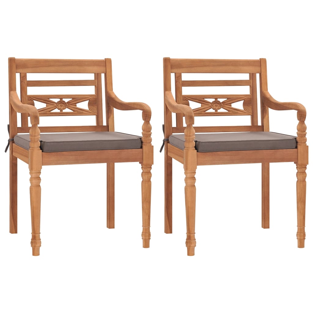 Set Pranzo Giardino 3pz con Cuscini Grigio Scuro Massello Teak
