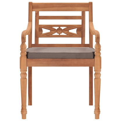 Set Pranzo Giardino 3pz con Cuscini Grigio Scuro Massello Teak