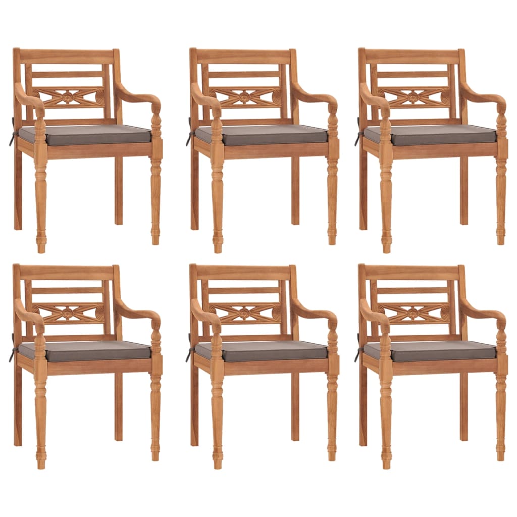 Set Pranzo Giardino 7pz con Cuscini Grigio Scuro Massello Teak