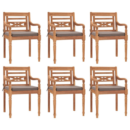 Set Pranzo Giardino 7pz con Cuscini Grigio Scuro Massello Teak