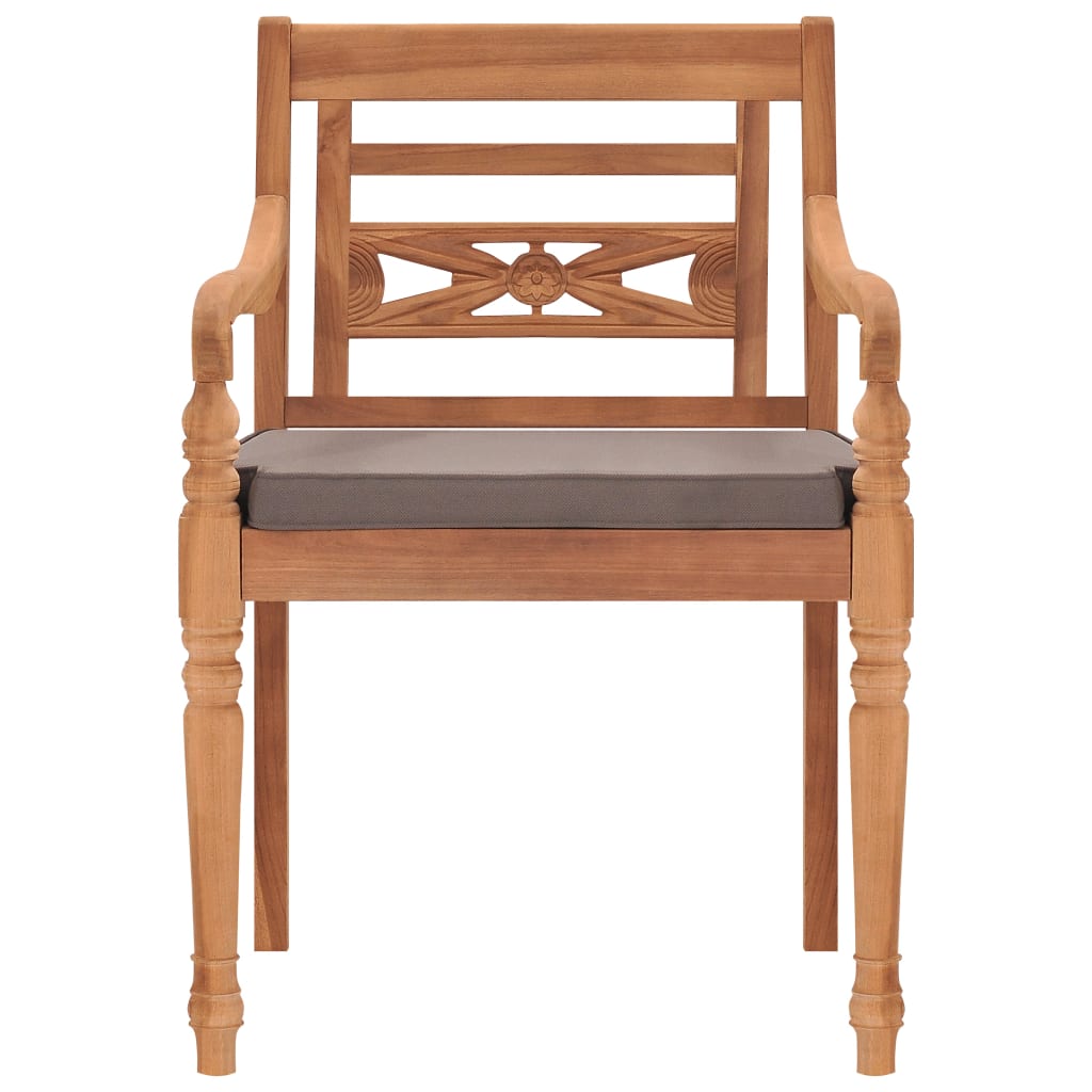 Set Pranzo Giardino 9pz con Cuscini Grigio Scuro Massello Teak
