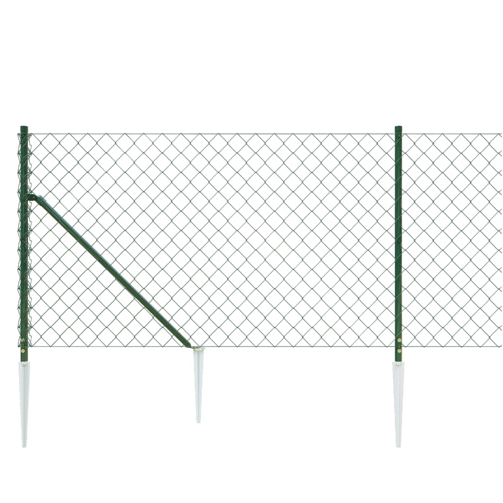 Recinzione a Rete con Picchetti Ancoraggio Verde 0,8x10 m
