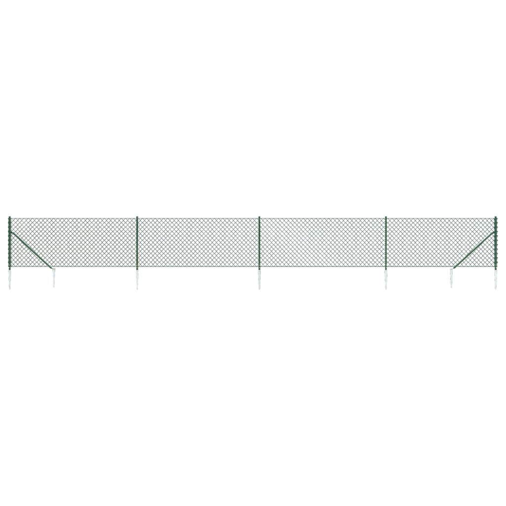 Recinzione a Rete con Picchetti Ancoraggio Verde 1,1x10 m