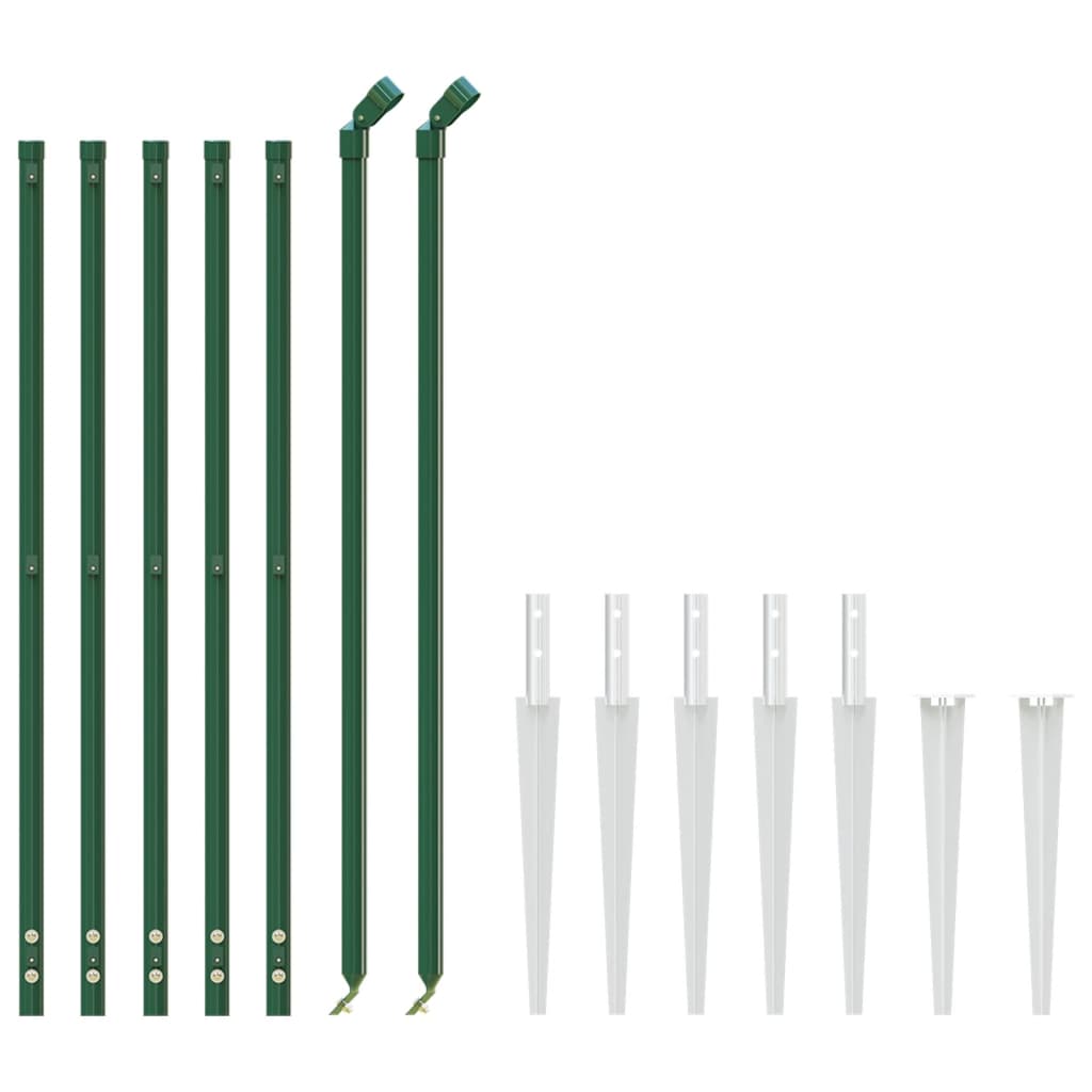 Recinzione a Rete con Picchetti Ancoraggio Verde 1,1x10 m
