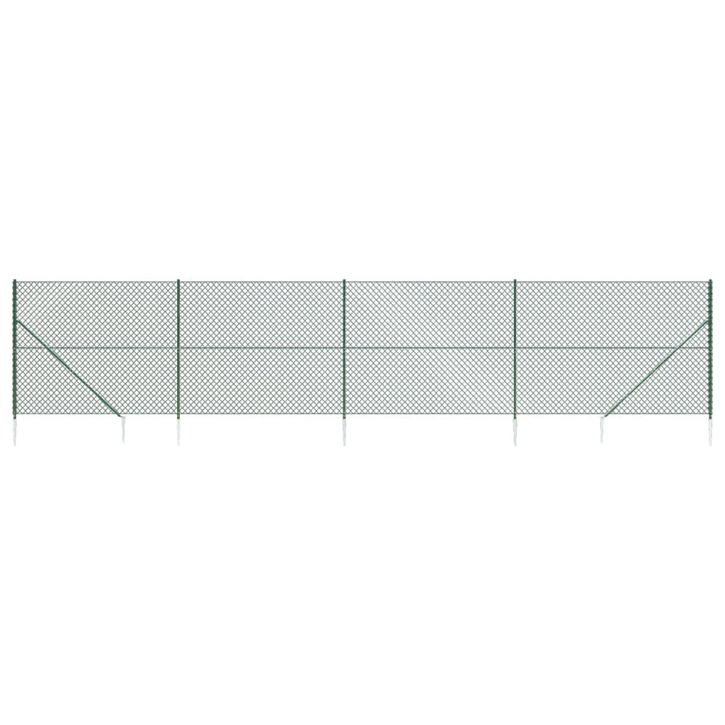 Recinzione a Rete con Picchetti Ancoraggio Verde 1,4x10 m