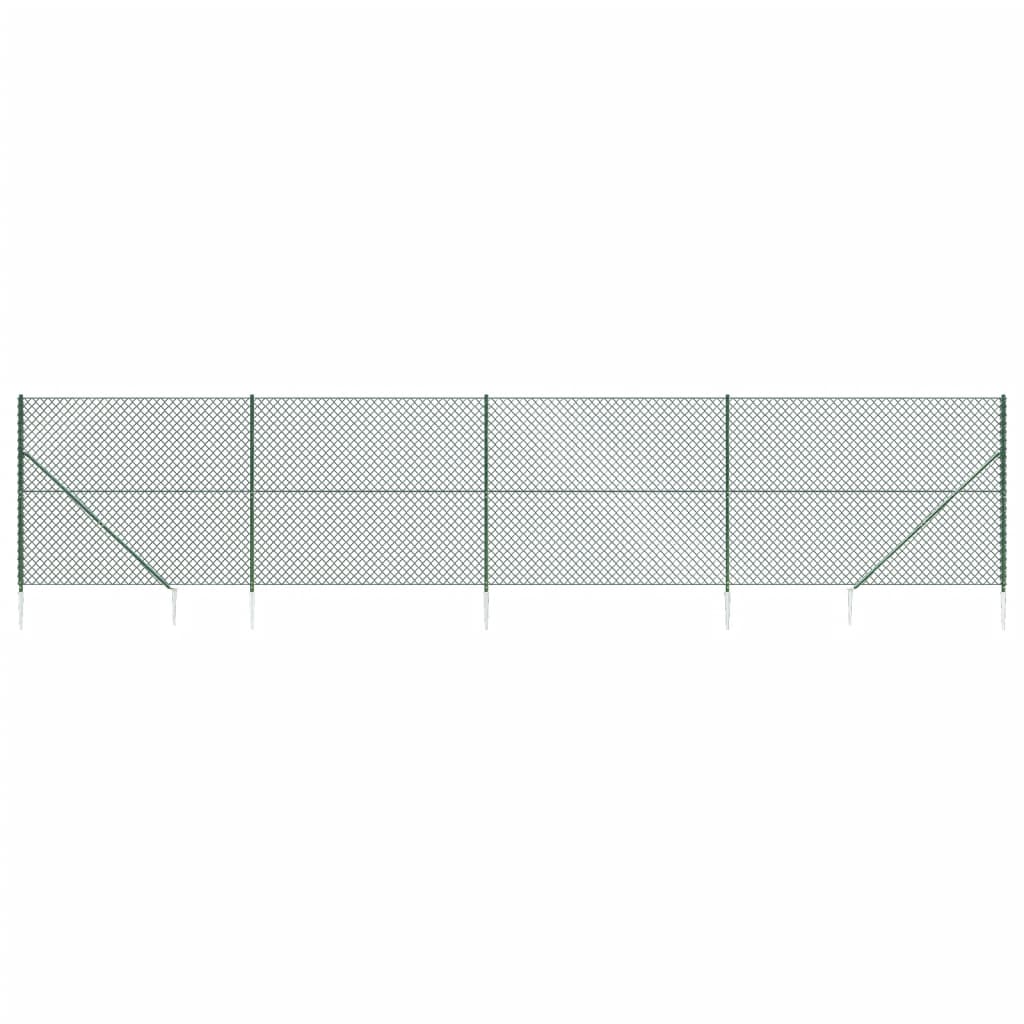 Recinzione a Rete con Picchetti Ancoraggio Verde 1,6x10 m