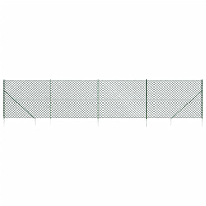 Recinzione a Rete con Picchetti Ancoraggio Verde 1,6x10 m