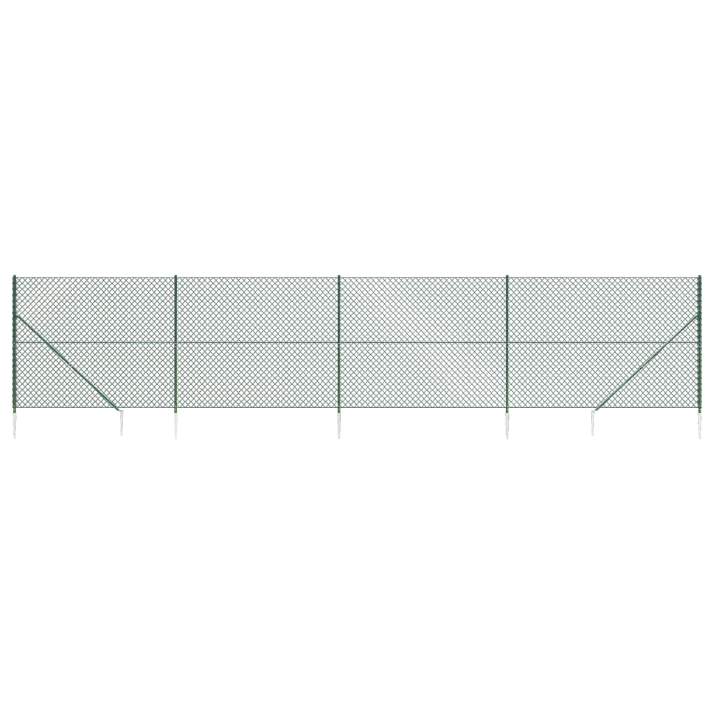Recinzione a Rete con Picchetti Ancoraggio Verde 2x10 m