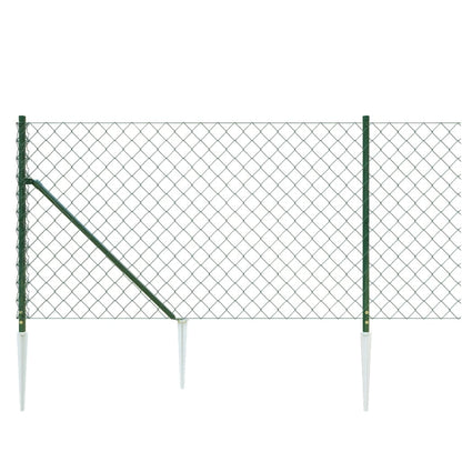 Recinzione a Rete con Picchetti Ancoraggio Verde 1,1x25 m