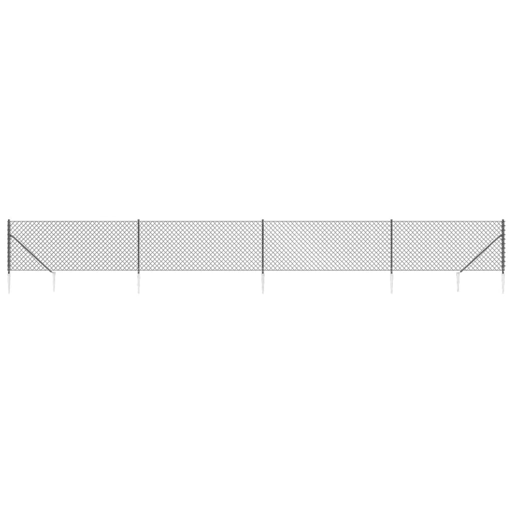 Recinzione a Rete con Picchetti Ancoraggio Antracite 1x10 m