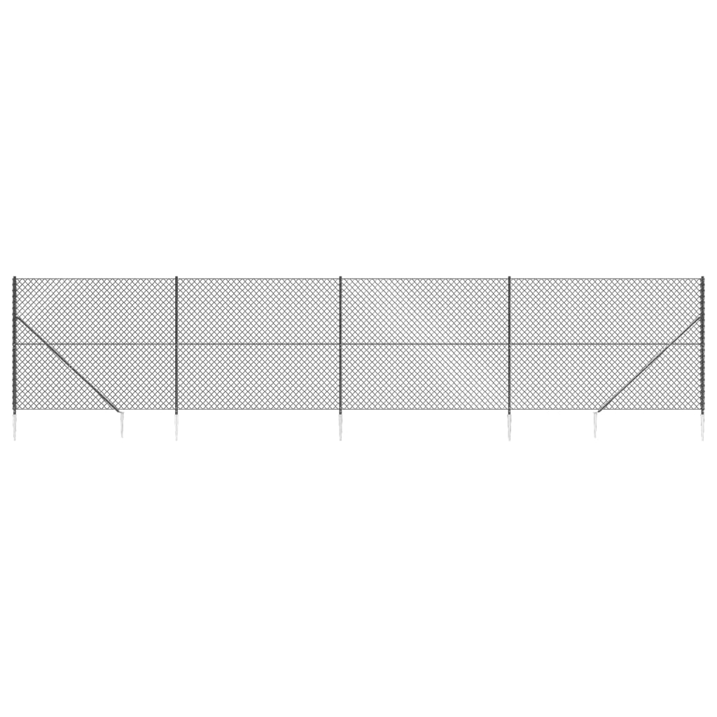 Recinzione a Rete con Picchetti Ancoraggio Antracite 1,8x10 m