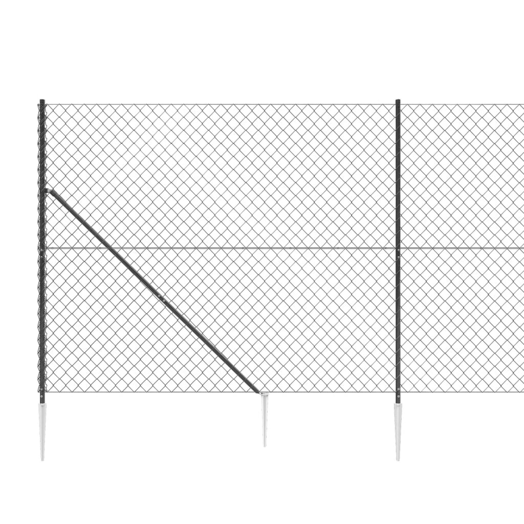 Recinzione a Rete con Picchetti Ancoraggio Antracite 2x10 m