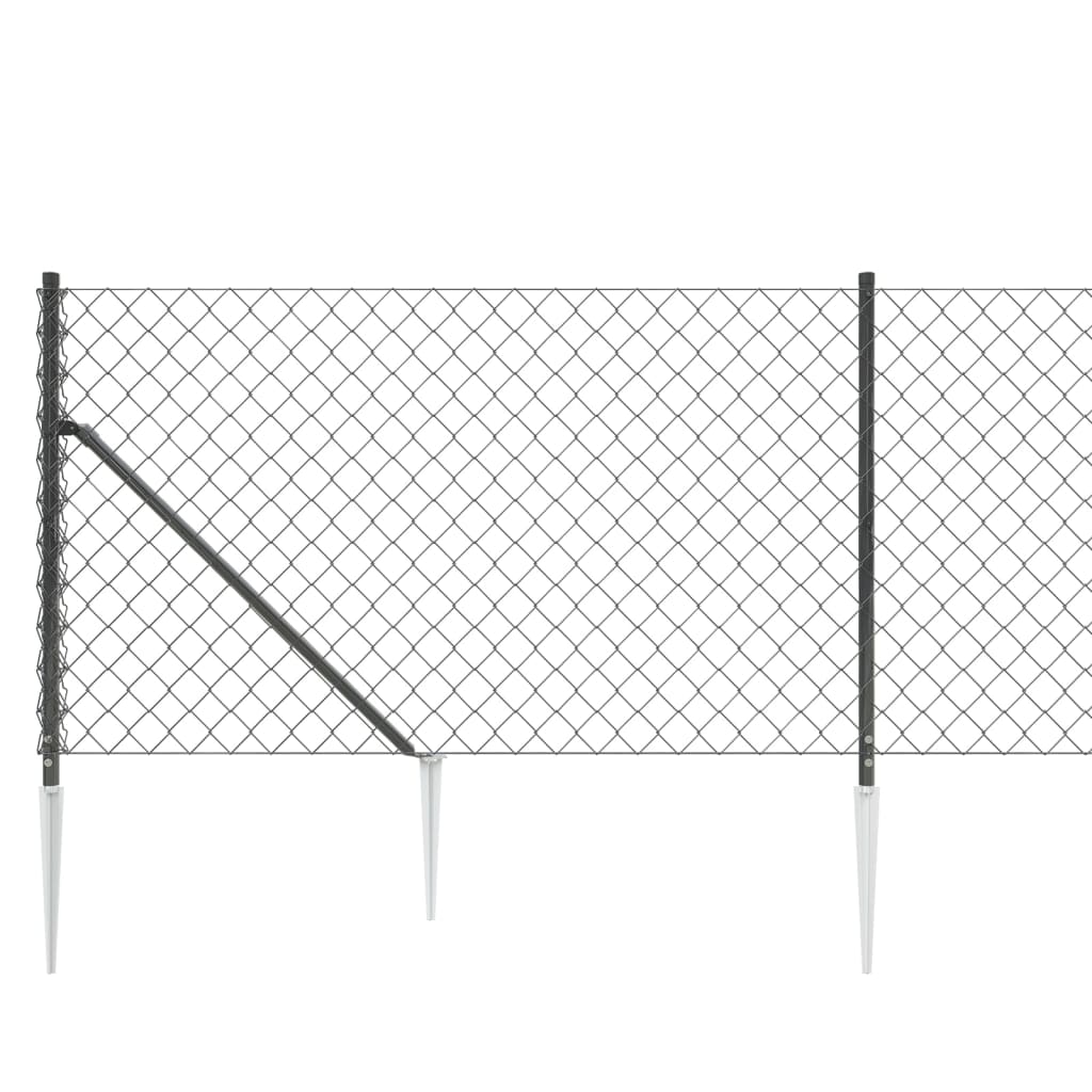 Recinzione a Rete con Picchetti Ancoraggio Antracite 0,8x25 m