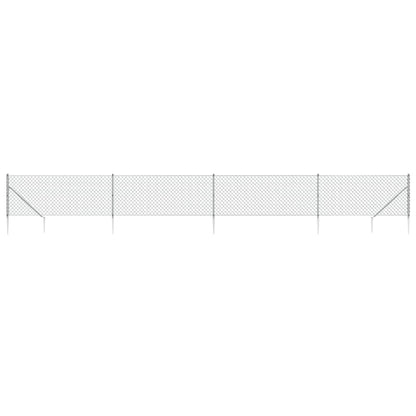 Recinzione a Rete con Picchetti Ancoraggio Argento 0,8x10 m