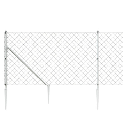 Recinzione a Rete con Picchetti Ancoraggio Argento 0,8x10 m