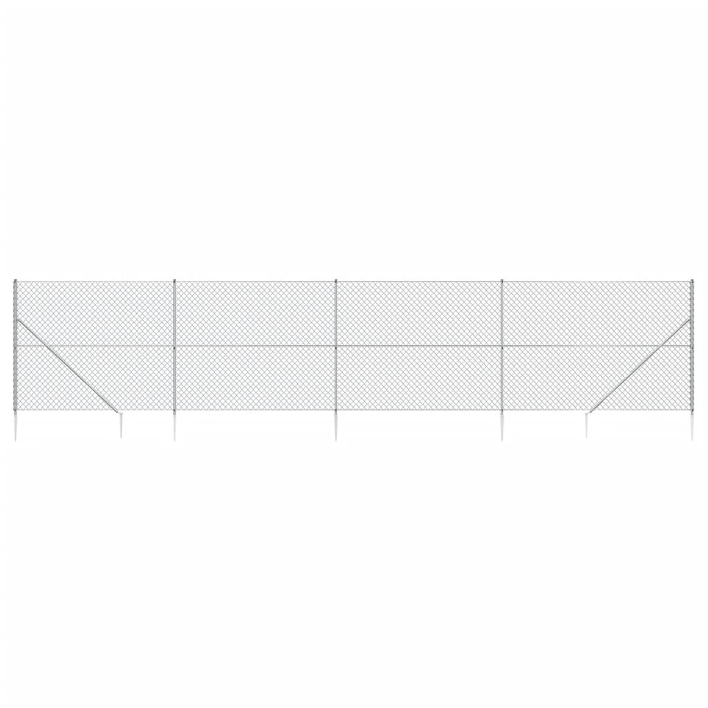 Recinzione a Rete con Picchetti Ancoraggio Argento 1,4x10 m