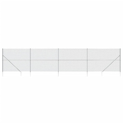 Recinzione a Rete con Picchetti Ancoraggio Argento 1,4x10 m