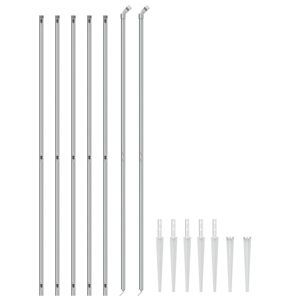Recinzione a Rete con Picchetti Ancoraggio Argento 1,4x10 m