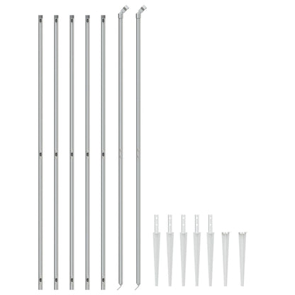 Recinzione a Rete con Picchetti Ancoraggio Argento 1,4x10 m