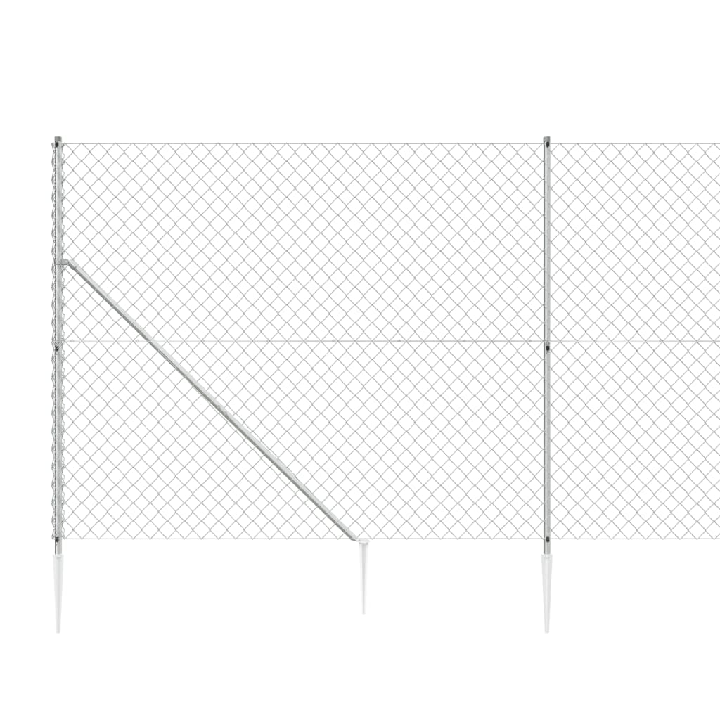 Recinzione a Rete con Picchetti Ancoraggio Argento 1,4x10 m