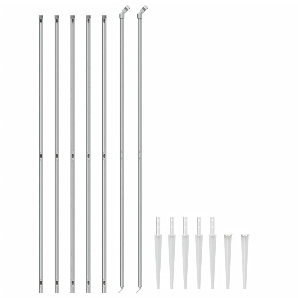 Recinzione a Rete con Picchetti Ancoraggio Argento 1,6x10 m