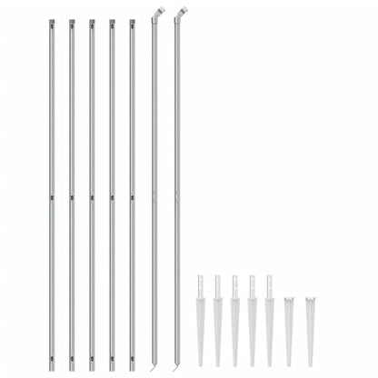 Recinzione a Rete con Picchetti Ancoraggio Argento 1,6x10 m