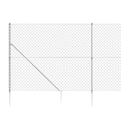 Recinzione a Rete con Picchetti Ancoraggio Argento 1,6x10 m