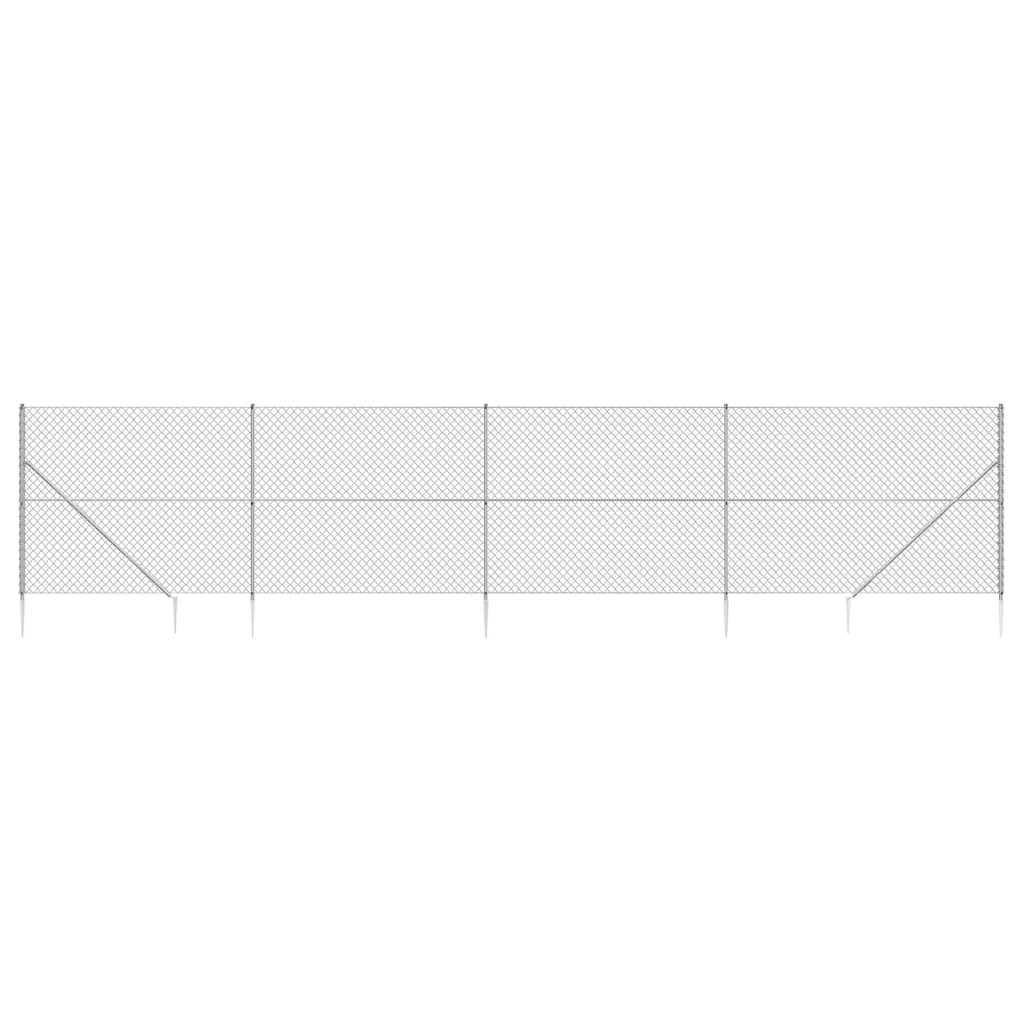 Recinzione a Rete con Picchetti Ancoraggio Argento 1,8x10 m
