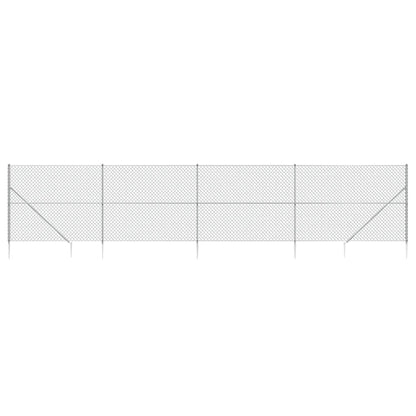 Recinzione a Rete con Picchetti Ancoraggio Argento 1,8x10 m