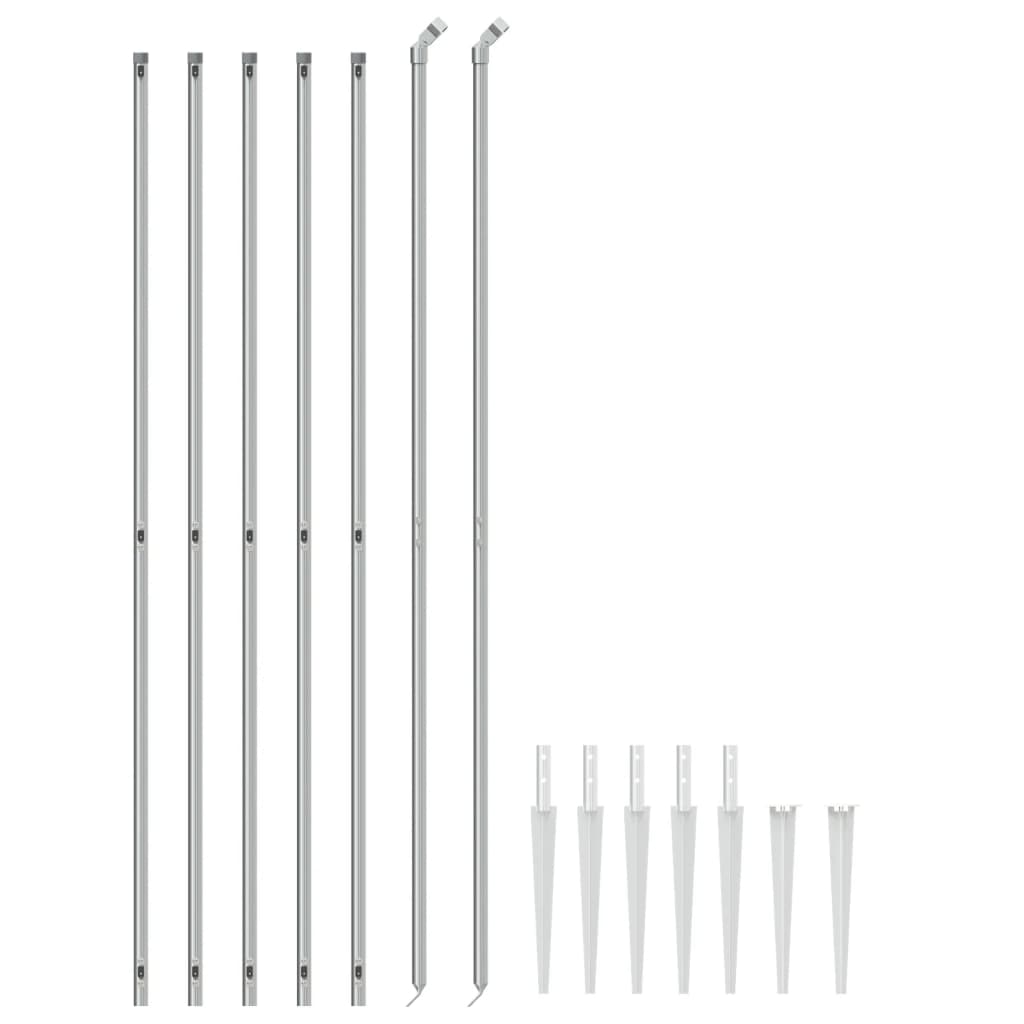 Recinzione a Rete con Picchetti Ancoraggio Argento 1,8x10 m