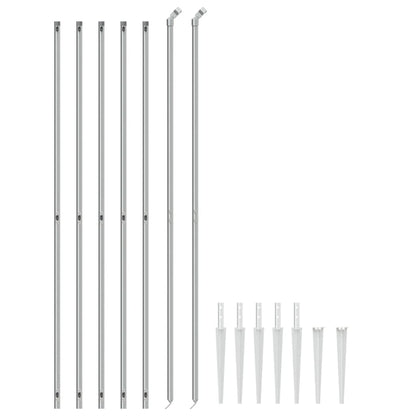 Recinzione a Rete con Picchetti Ancoraggio Argento 1,8x10 m