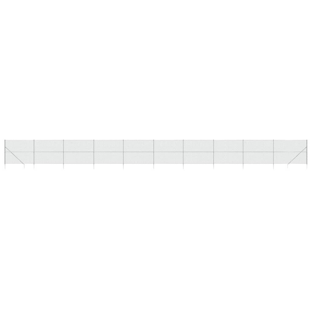 Recinzione a Rete con Picchetti Ancoraggio Argento 1,6x25 m