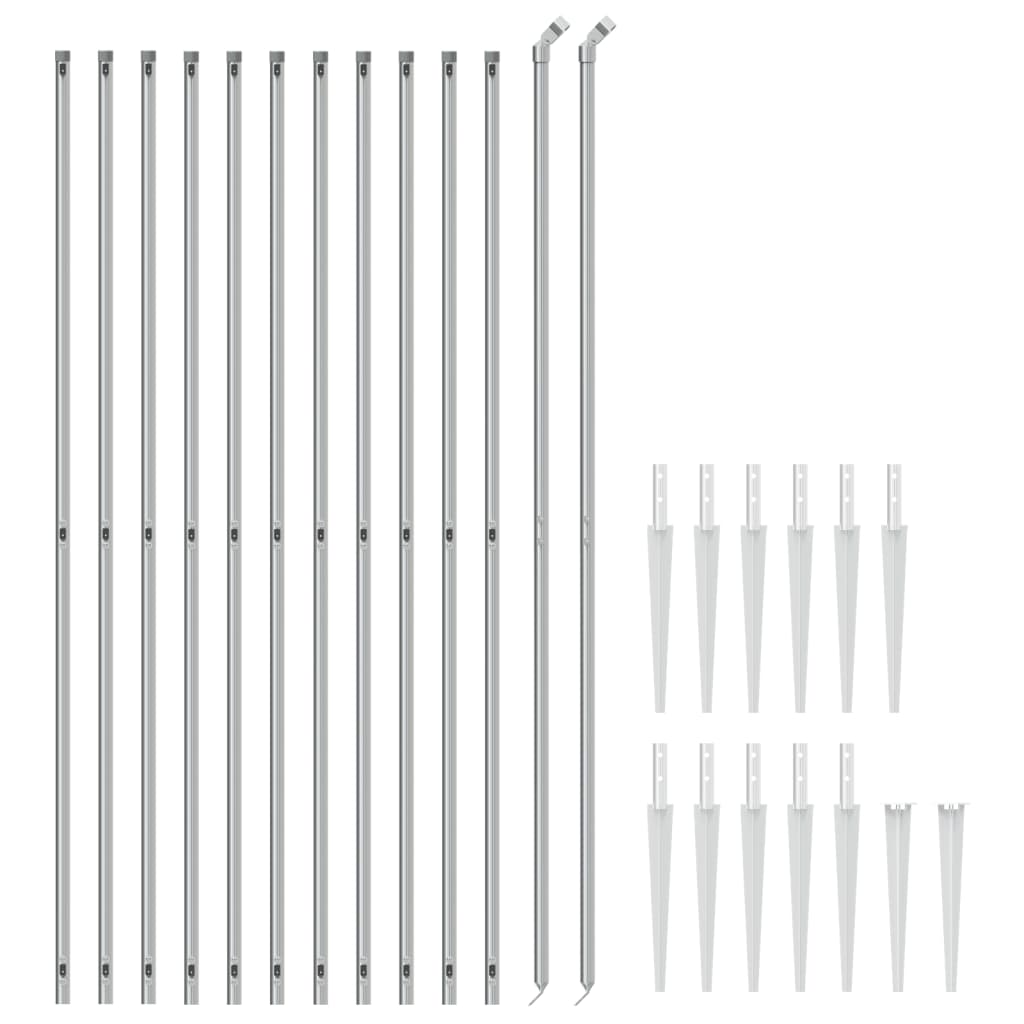 Recinzione a Rete con Picchetti Ancoraggio Argento 1,6x25 m