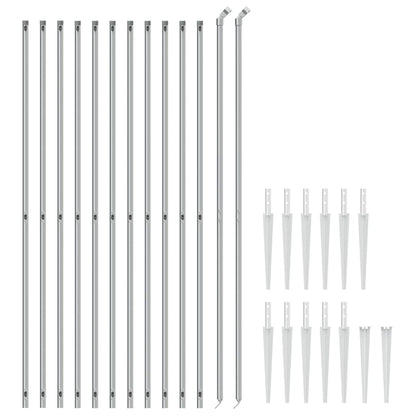 Recinzione a Rete con Picchetti Ancoraggio Argento 1,6x25 m