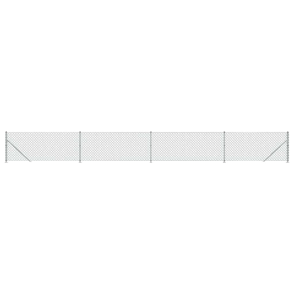 Recinzione a Rete con Flangia Argento 0,8x10 m