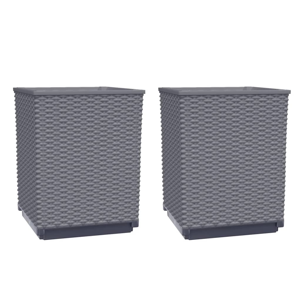 Fioriere 2 pz Grigio Blu 30x30x37 cm in Polipropilene