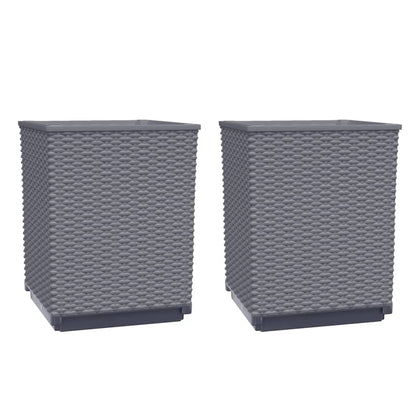 Fioriere 2 pz Grigio Blu 30x30x37 cm in Polipropilene