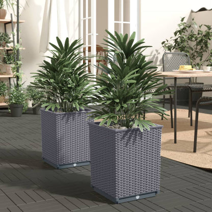 Fioriere 2 pz Grigio Blu 30x30x37 cm in Polipropilene