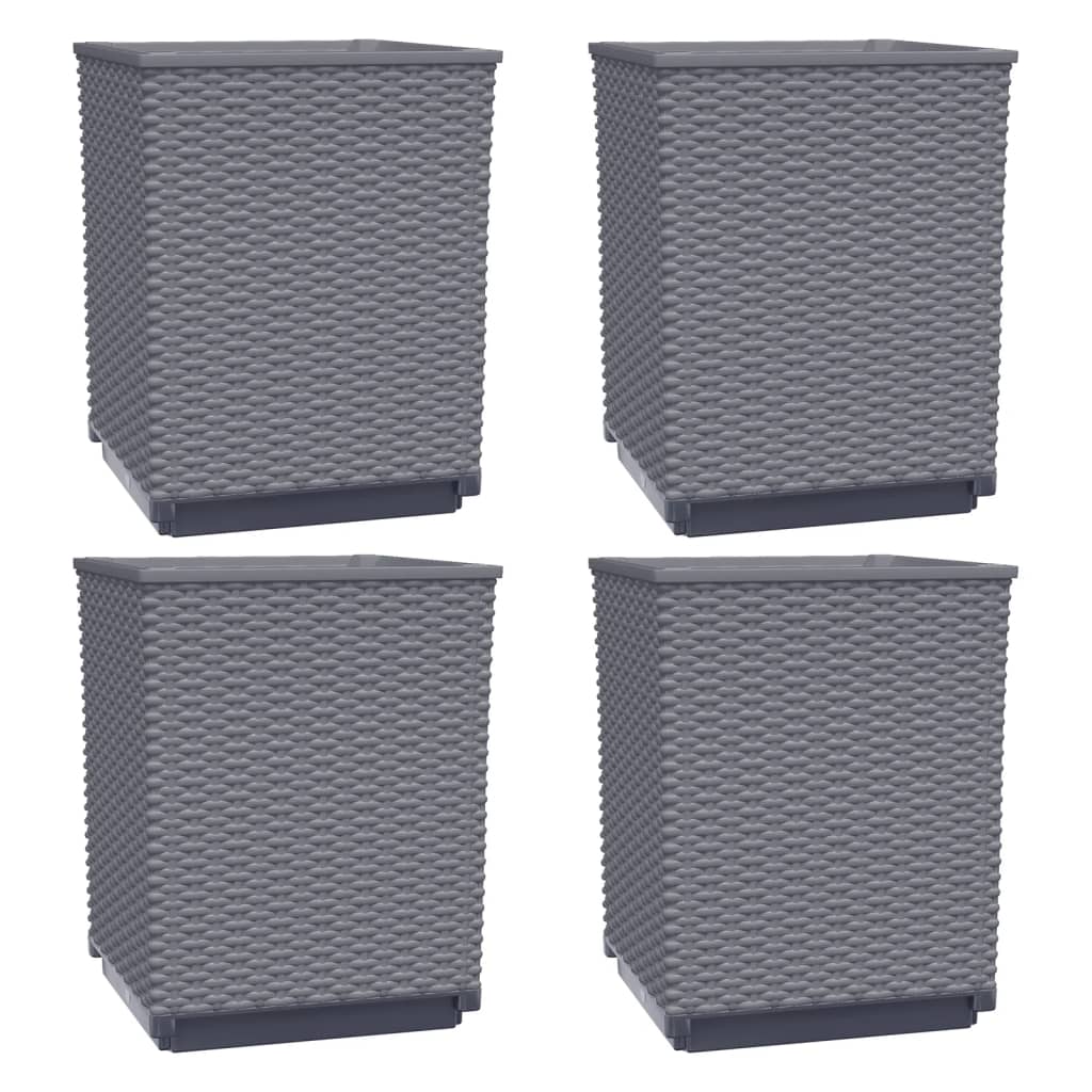 Fioriere 4 pz Grigio Blu 30x30x37 cm in Polipropilene