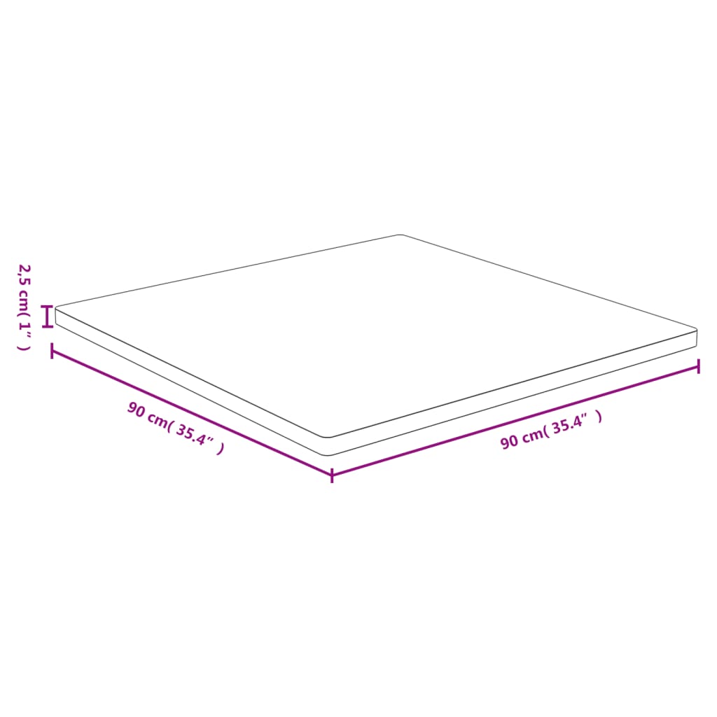 Piano del Tavolo 90x90x2,5 cm in BambÃ¹