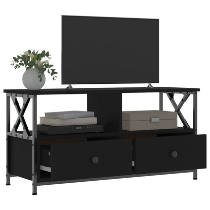 Mobile Porta TV Nero 90x33x45 cm in Legno Multistrato e Ferro