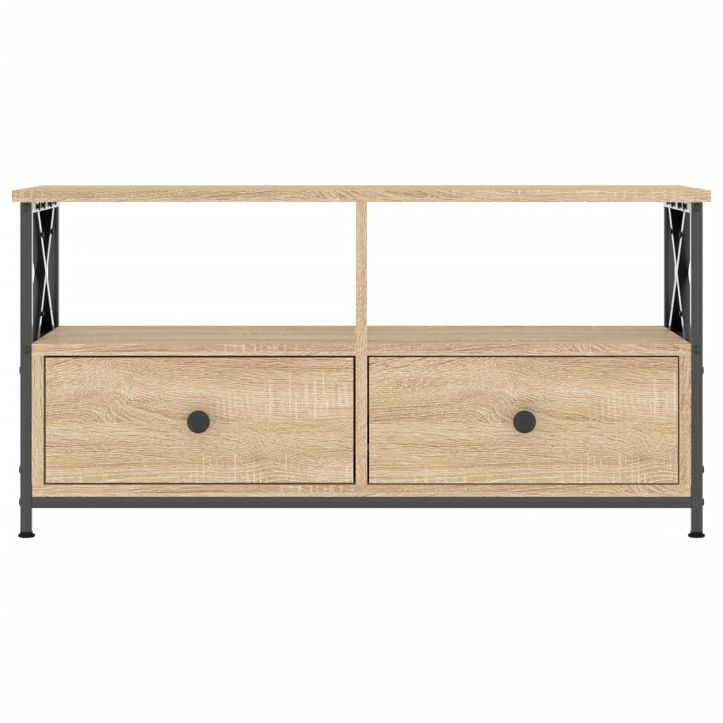 Mobile TV Rovere Sonoma 90x33x45 cm Legno Multistrato e Ferro