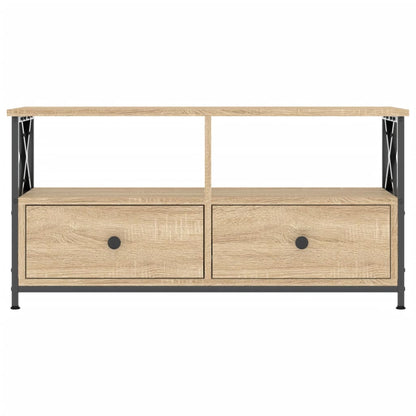Mobile TV Rovere Sonoma 90x33x45 cm Legno Multistrato e Ferro