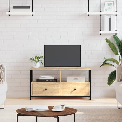 Mobile TV Rovere Sonoma 90x33x45 cm Legno Multistrato e Ferro