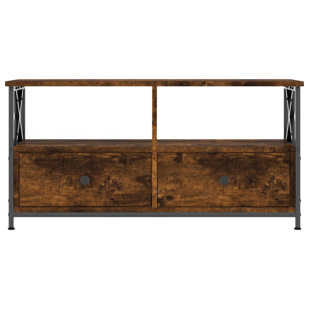 Mobile TV Rovere Fumo 90x33x45 cm in Legno Multistrato e Ferro